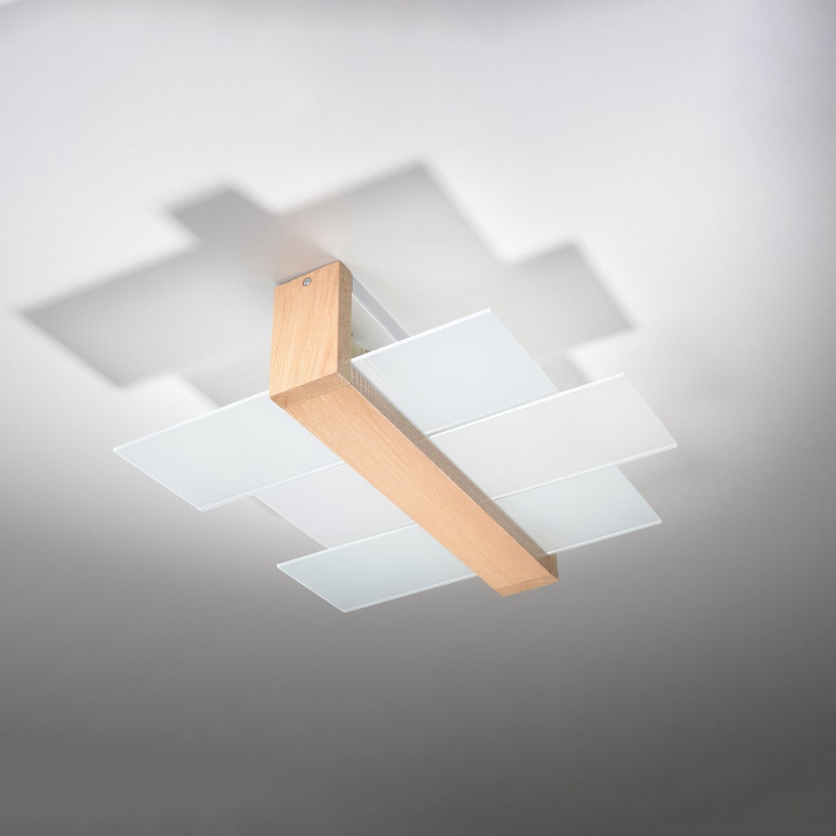 Plafon IGNIS 2 naturalne drewno LED 4000K - 43x43x12cm Sollux