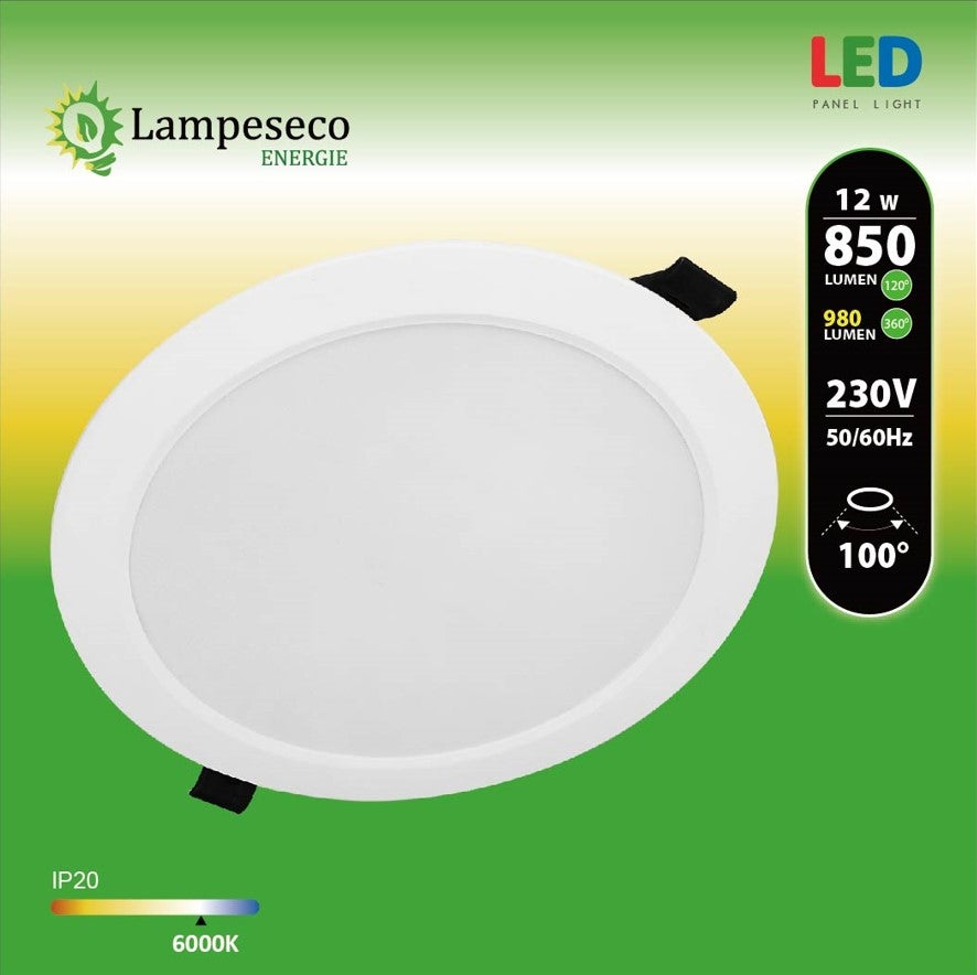 Spot Encastrable LED Downlight Panel Extra-Plat 12W Blanc Froid 6000K - 3