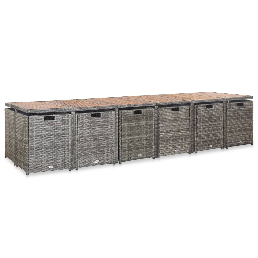 Maison Exclusive - Set da Pranzo per Esterni 17 pz con Cuscini Polyrattan Grigio - 3