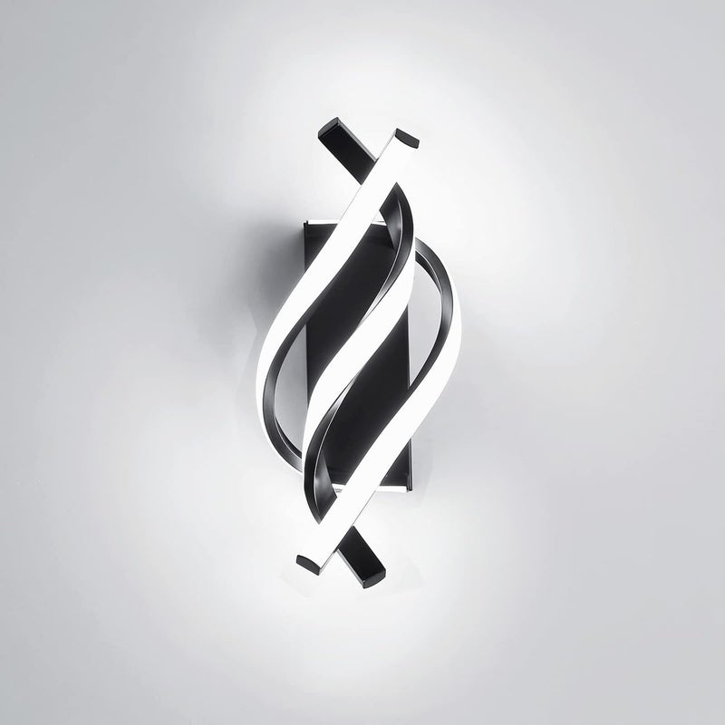 Kinkiet wewnętrzny, nowoczesna lampa ścienna LED 19 W, zakrzywiony kształt, kinkiety LED, oświetlenie wewnętrzne, 6000 K