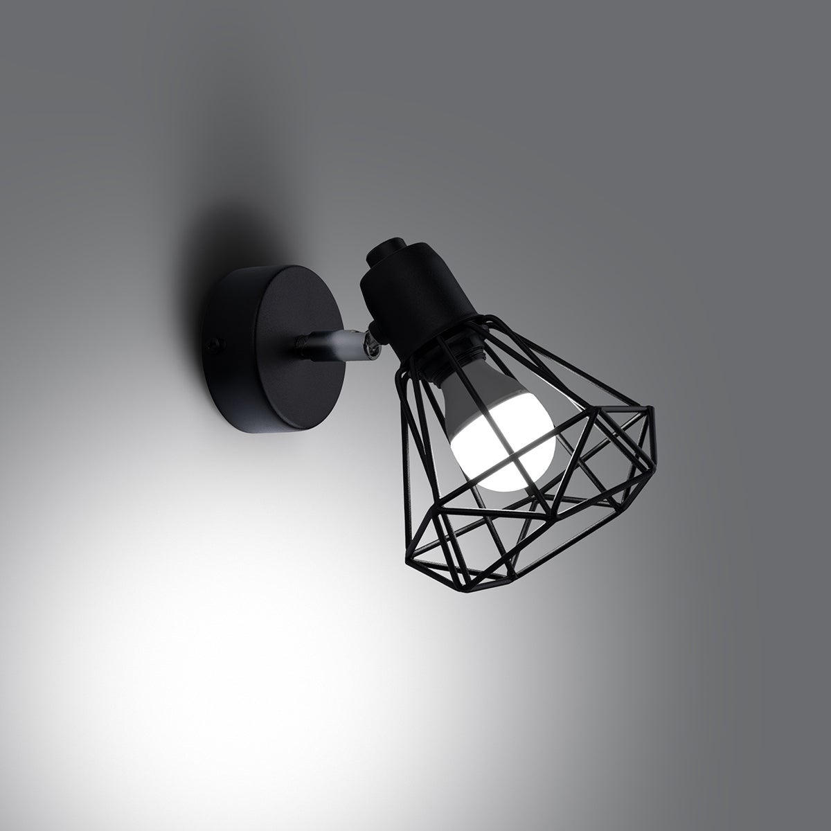 Kinkiet LUNOVA 1 czarny LED 3000K - 18x15x18cm Sollux