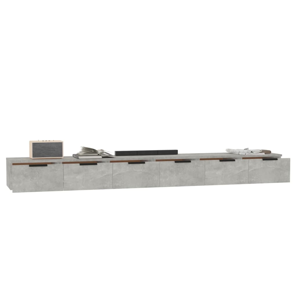 Maison Exclusive - Armarios de pared 2 uds contrachapada gris hormigón 102x30x20cm - 4