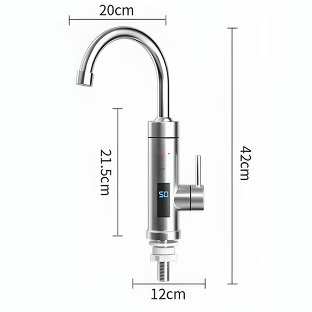 Rubinetto Elettrico Riscaldato con Display LED, Temperatura Regolabile, Riscaldamento Ultra Veloce, Rotazione 360°, Acciaio Inox 304 - 4