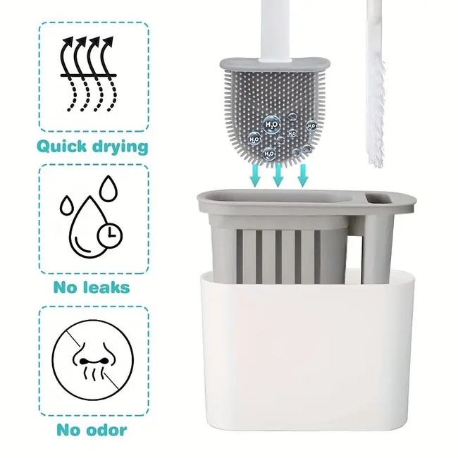 VIPaoclean Set di scopino per wc in Silicone per la pulizia del bagno Set di sta VIPaoclean Set di scopino per wc in Silicone per la pulizia del bagno Set di sta