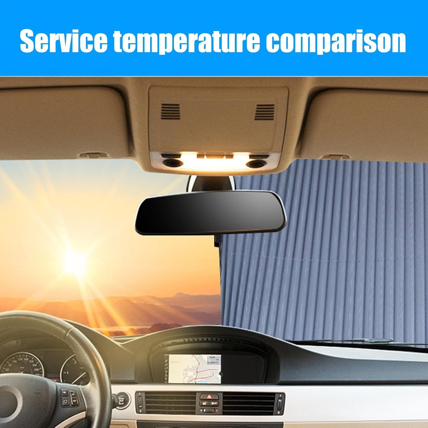 46*120cm Pare-Soleil Accordéon pour Pare-Brise Pare-Soleil Rétractable pour Voiture Rideaux D'ombrage De Fenêtre pour Protection UV,Pare-Soleil - 3