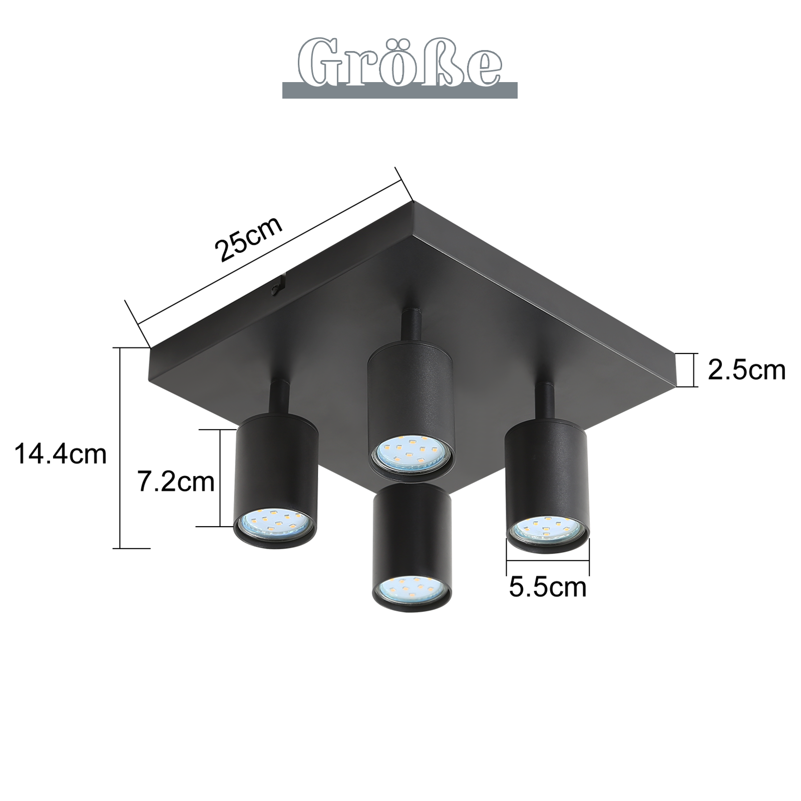 NETTLIFE 4 Focos de Techo LED Negros GU10 Orientables 330°, Moderno Industrial de Pared para Salón Dormitorio Cocina sin Bombilla - 7