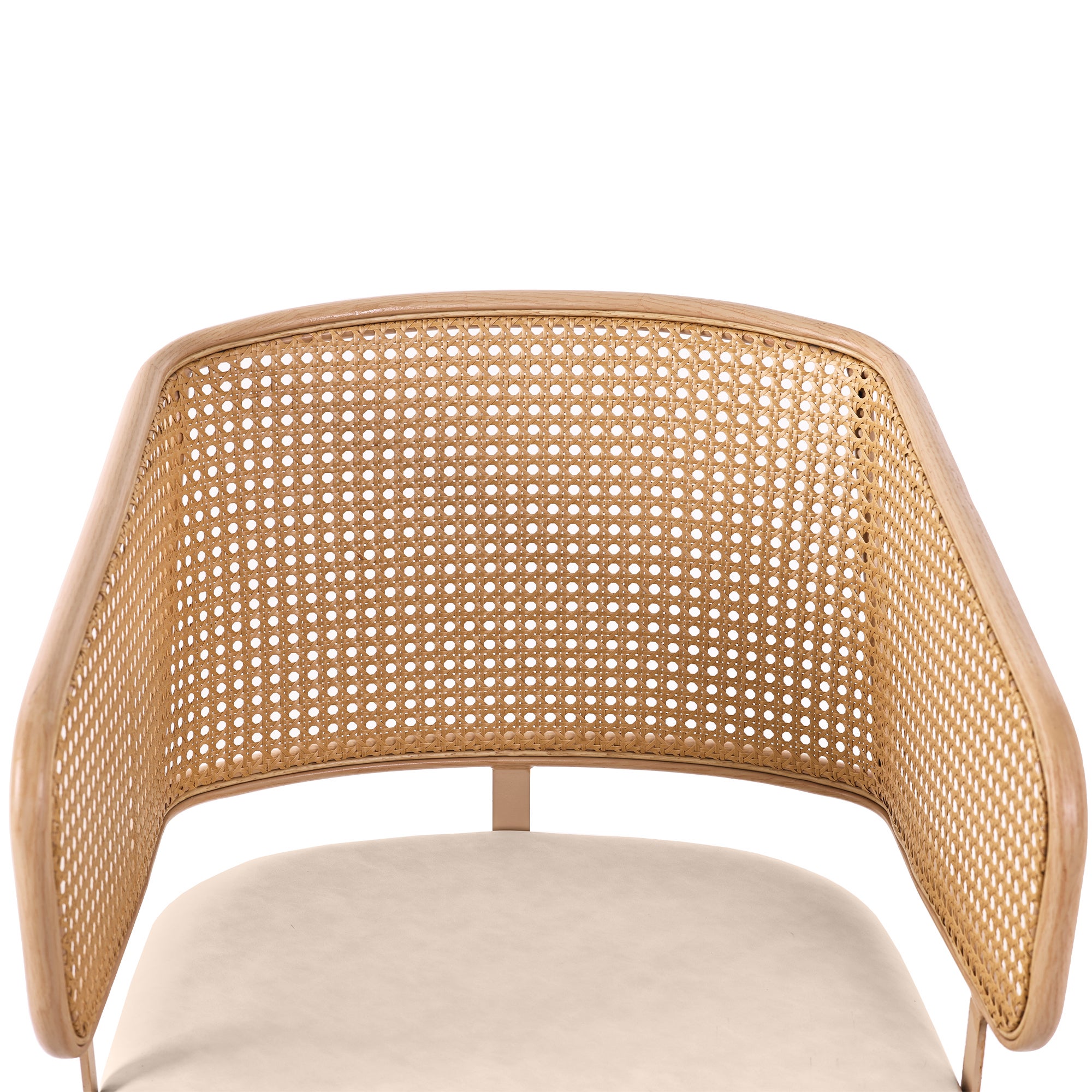 Lot de 2 chaises avec dossier en rotin - coussins en similicuir beige - pieds en métal - Marron - 6