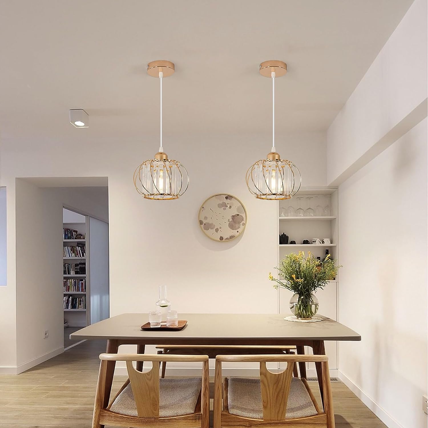 GOECO Suspension en Cristal Moderne Sphérique Lustre E27 Base Pour salon chambre à coucher salle à manger Bar Café Or (Ampoule non incluse) - 2