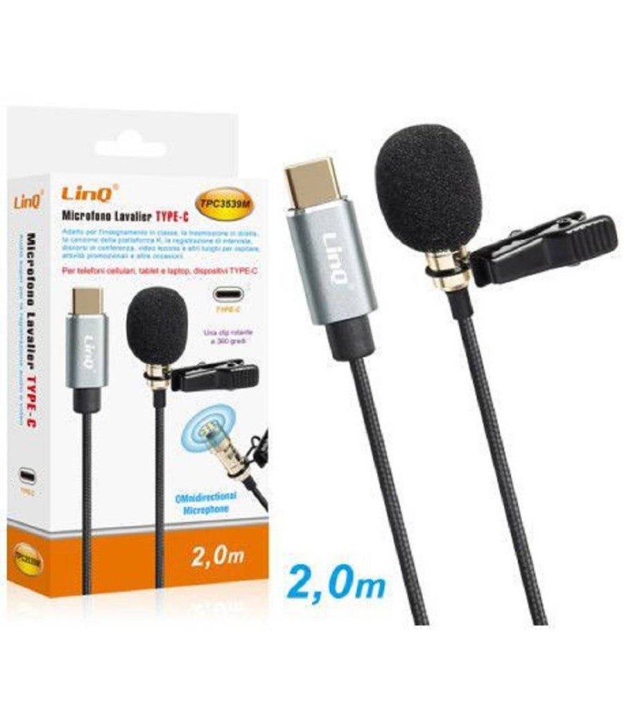Airshi Microfono Lavalier Omnidirezionale Cablato | Cancellazione Rumore Per Riunioni E Video