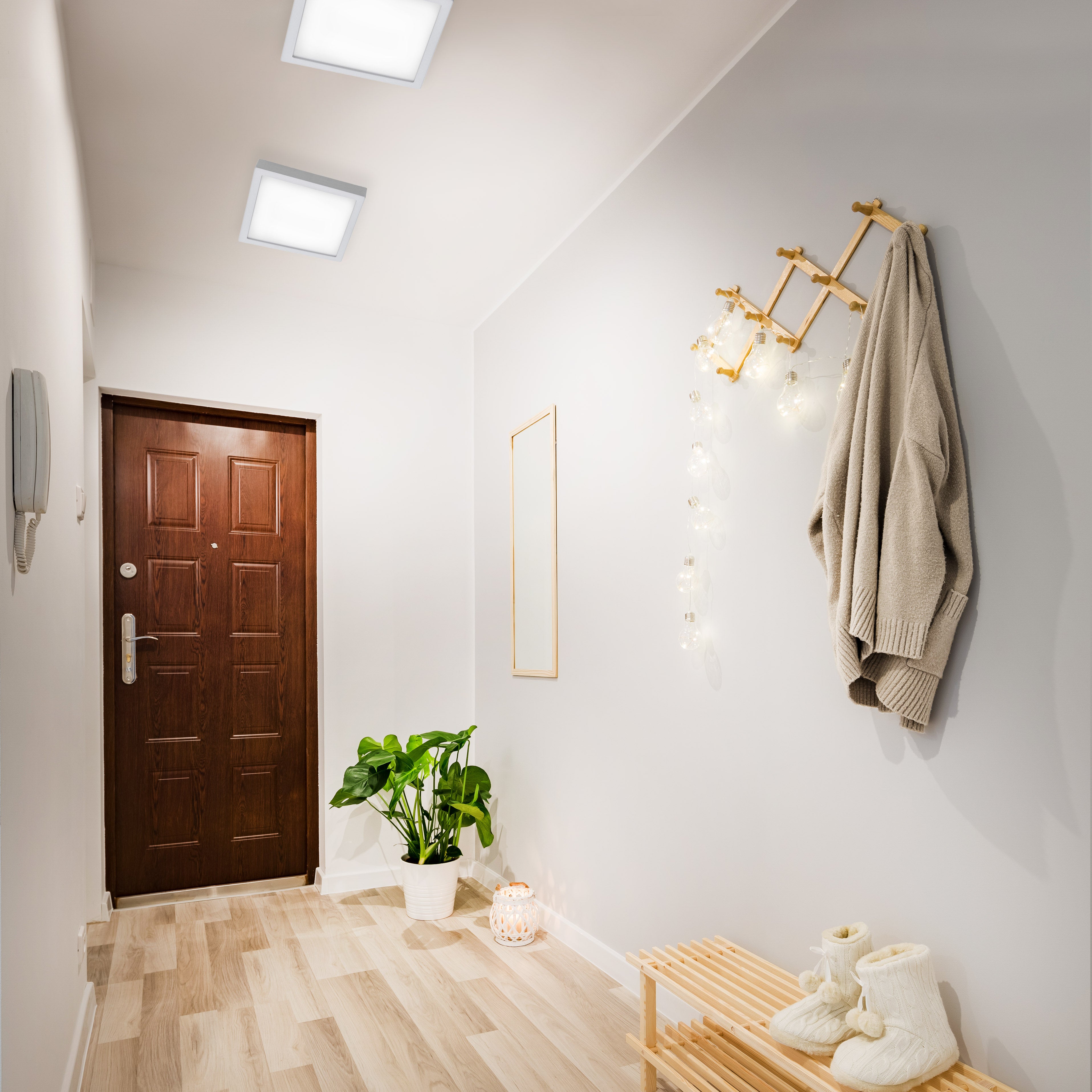 Lampe LED en saillie BRILONER LEUCHTEN FIRE, 21 W, 2000 lm, IP20, chrome mat, métal-plastique, 30 x 30 x 3,2 cm - 4