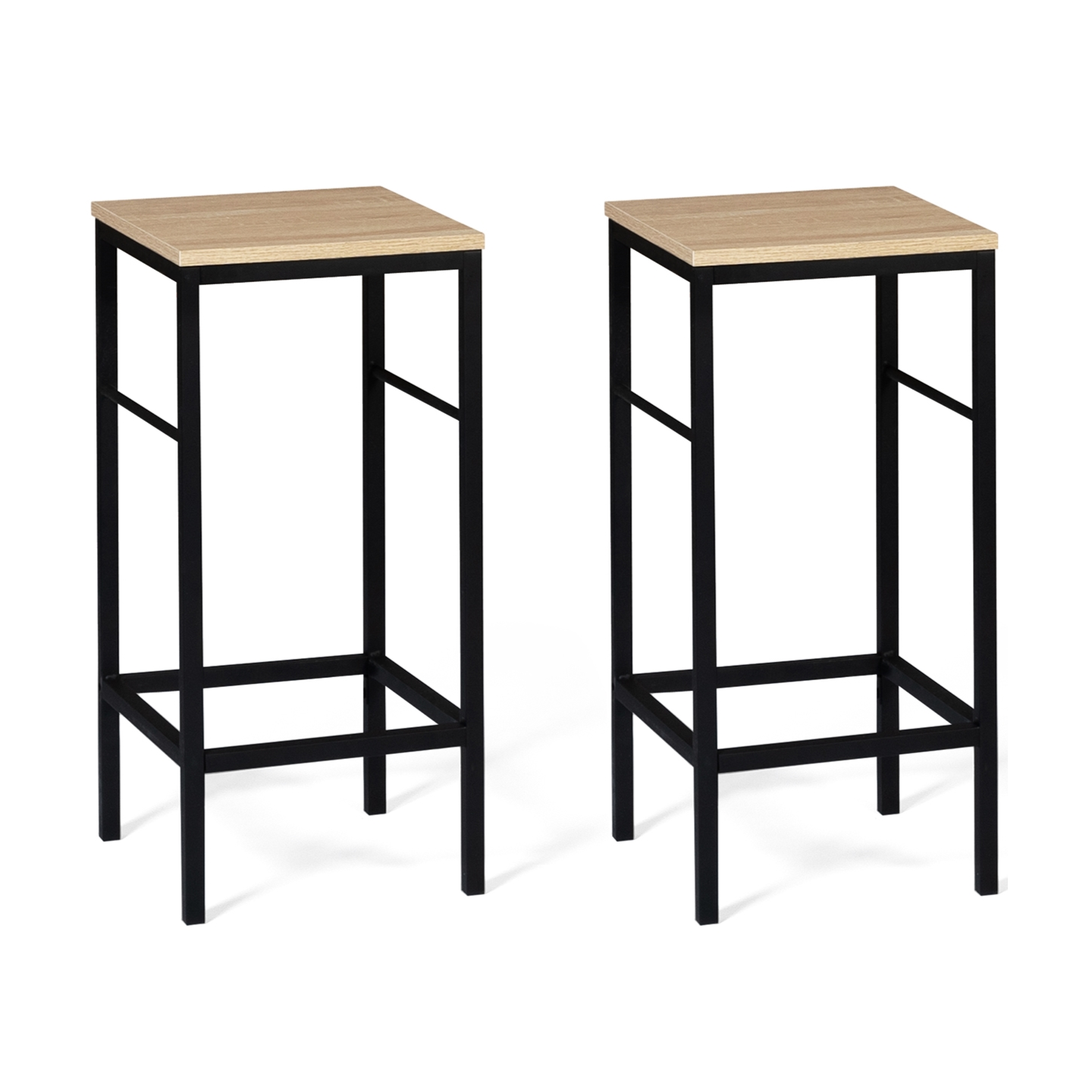 Ensemble ilot central 110 cm bois noir et imitation hêtre et 4 tabourets design industriel - 3