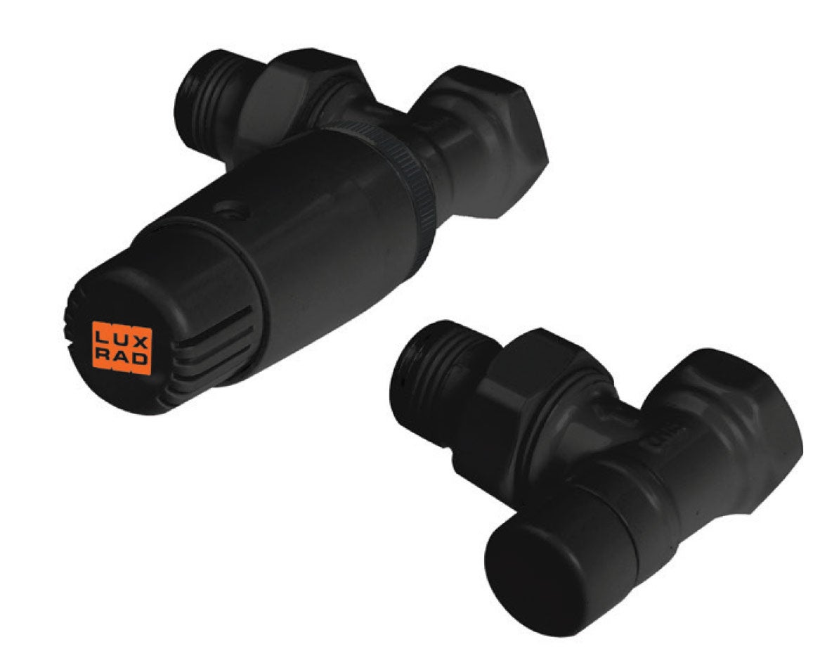 Zestaw zaworów kątowych 1/2 x 1/2 do grzejników Luxrad czarny mat str.