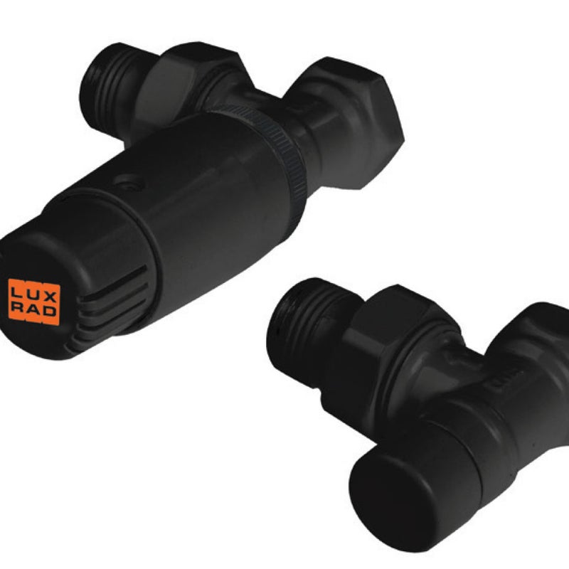 Zestaw zaworów kątowych 1/2 x 1/2 do grzejników Luxrad czarny mat str.