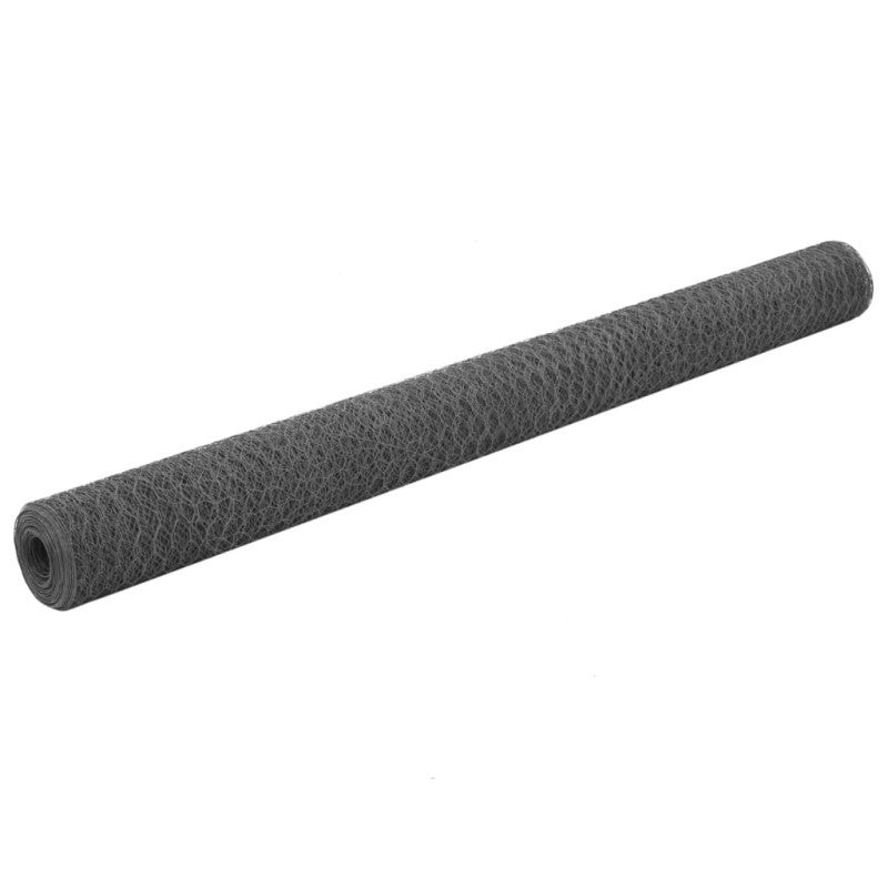 Ogrodzenie z siatki, stal i PVC, 25x1,5 m, szare vidaXL