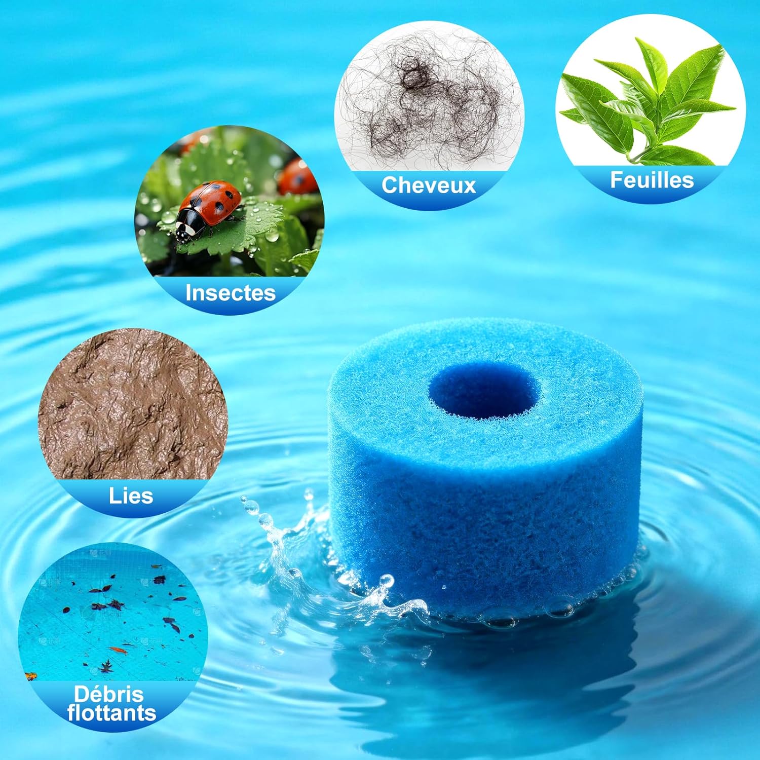 Juego de 4 filtros de espuma para piscina, esponja de filtro tipo S1, cartucho de filtro reutilizable y lavable, filtro de espuma - 5
