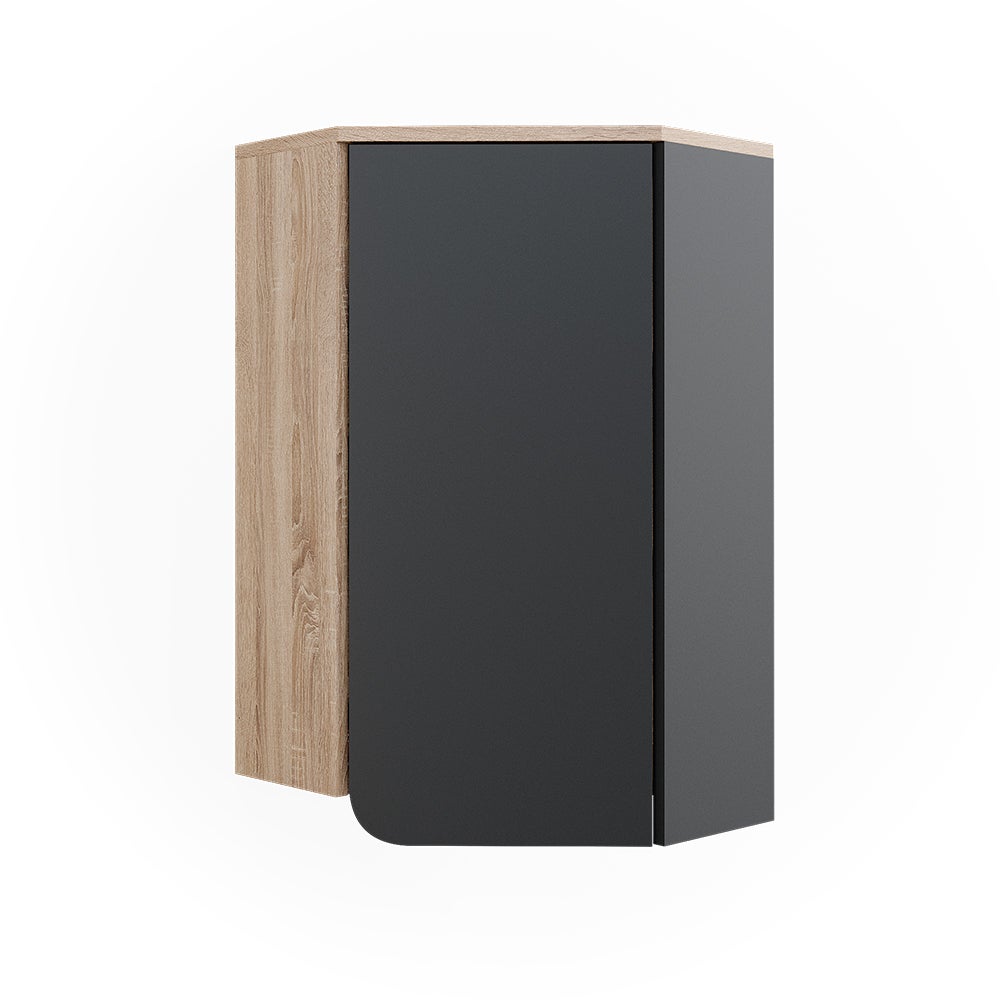 Armoire Salle De Bain Karen - 50x75cm Avec Portes Et Étages Ouverts - Rangement Moderne Sonoma/Bleu-Gris