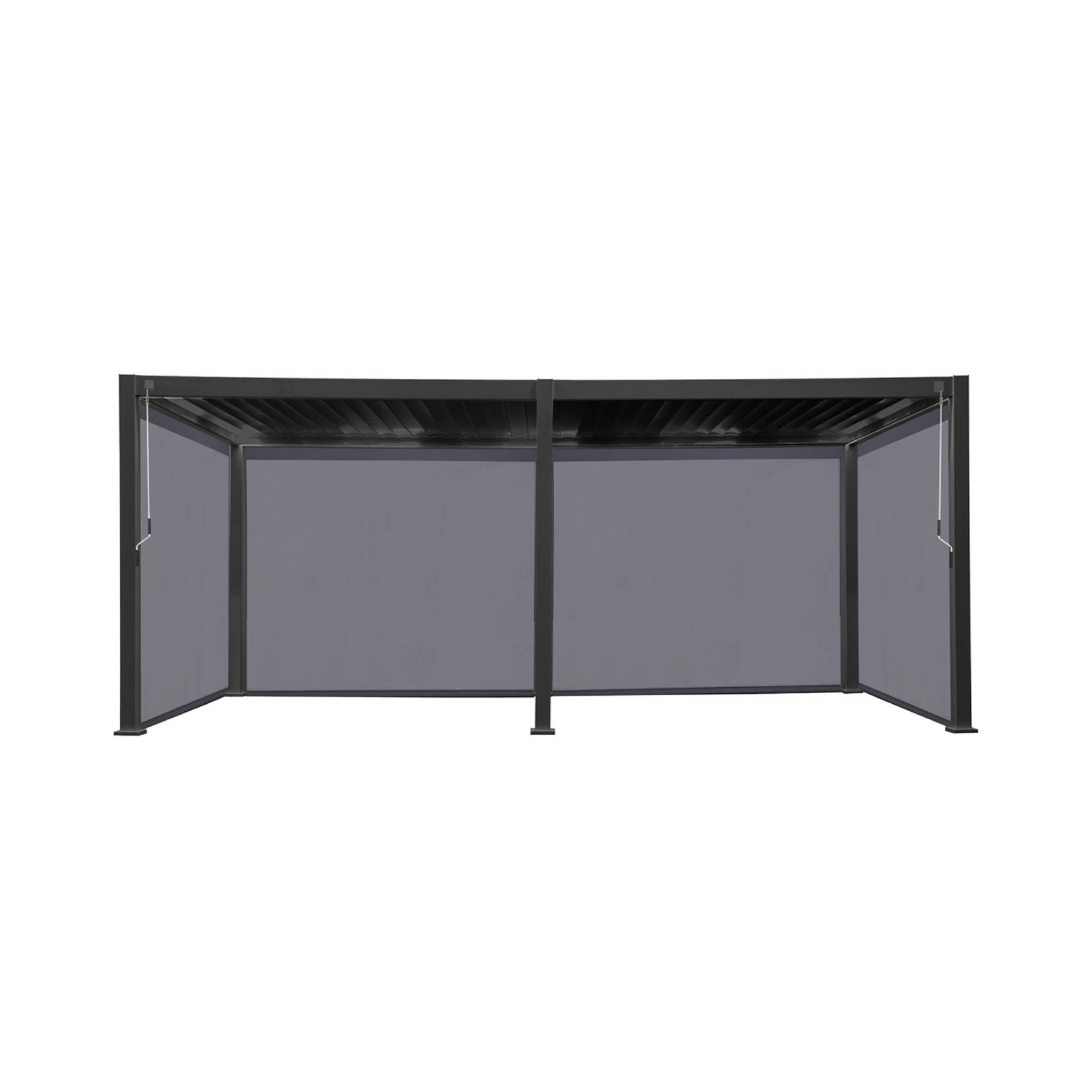 Pergola bioclimatique en aluminium. lames orientables 3x6m + 4 stores 3m TRIOMPHE anthracite TRIOMPHE 6X3M + 4 STORES 3M - 2
