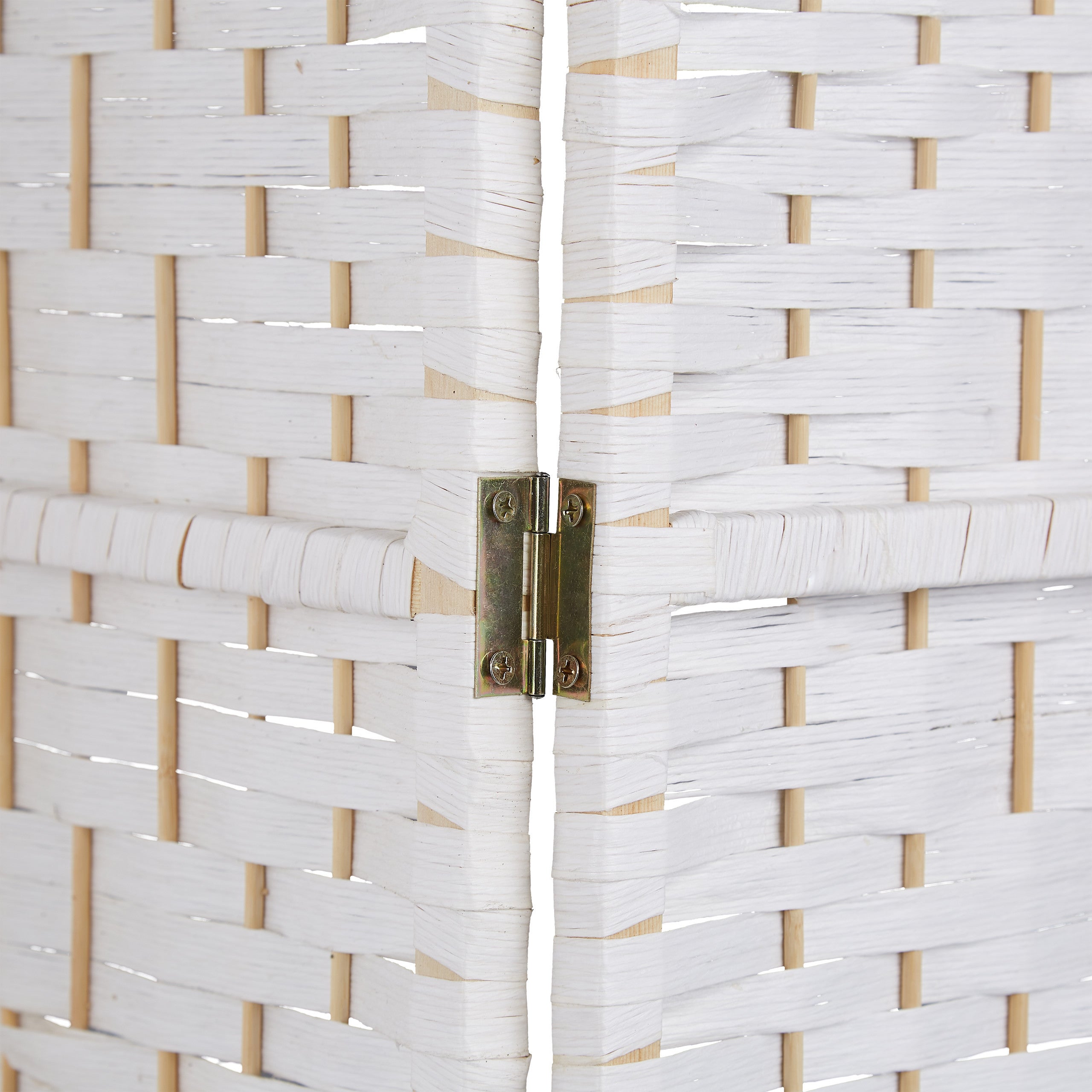 Paravent intérieur, 3 parties, HxL 170 x 120 cm, séparateur pliable, bois & corde papier, brise-vue, blanc, Relaxdays - 7
