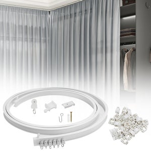 Rail De Rideau De Plafond Flexible - 5 Mètres, Charge 20 Kg - Modulable En S, L, U - Installation Mur/Plafond, Kit Complet