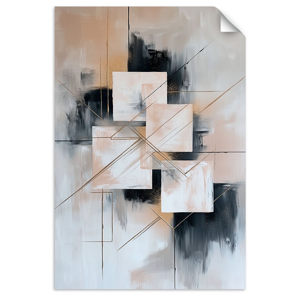 Naklejka na ścianę do salonu sypialni, Abstrakcja Geometryczne Kwadraty 60x90