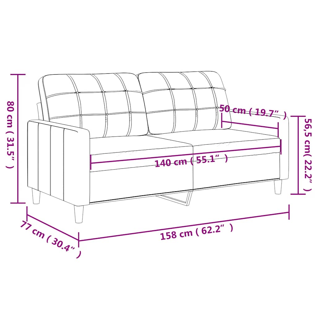 Canapé à 2 places Gris foncé 140 cm Tissu - 8