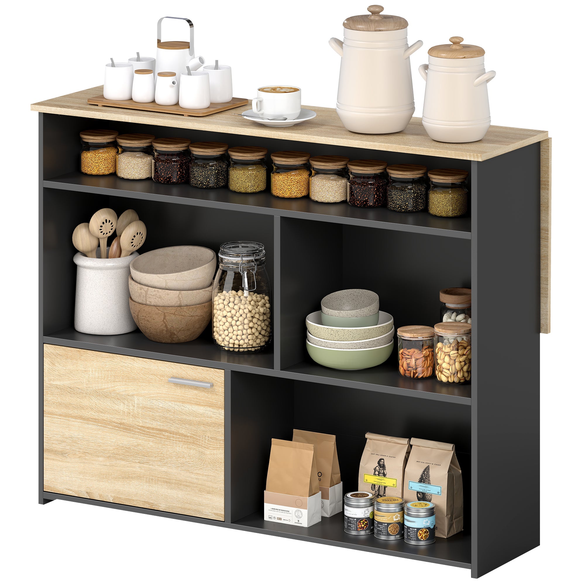 Table de cuisine haute extensible avec rangement, console de rangement ...