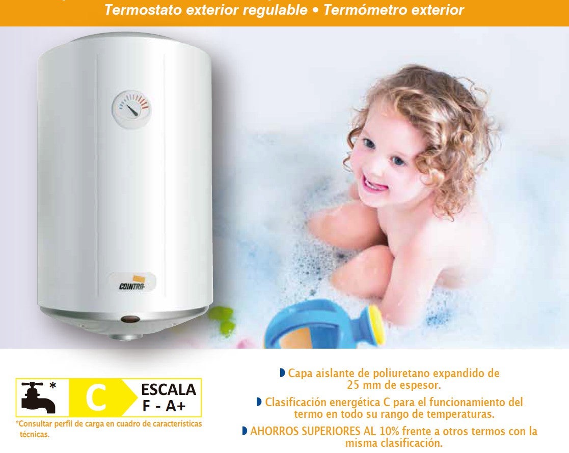 Thermostat d'eau chaude 80L Horizontal COINTRA TNC plus-80 H | 1500W, V18035, Slim, Horizontal, x 45cm, x 47cm, Blanc - 2