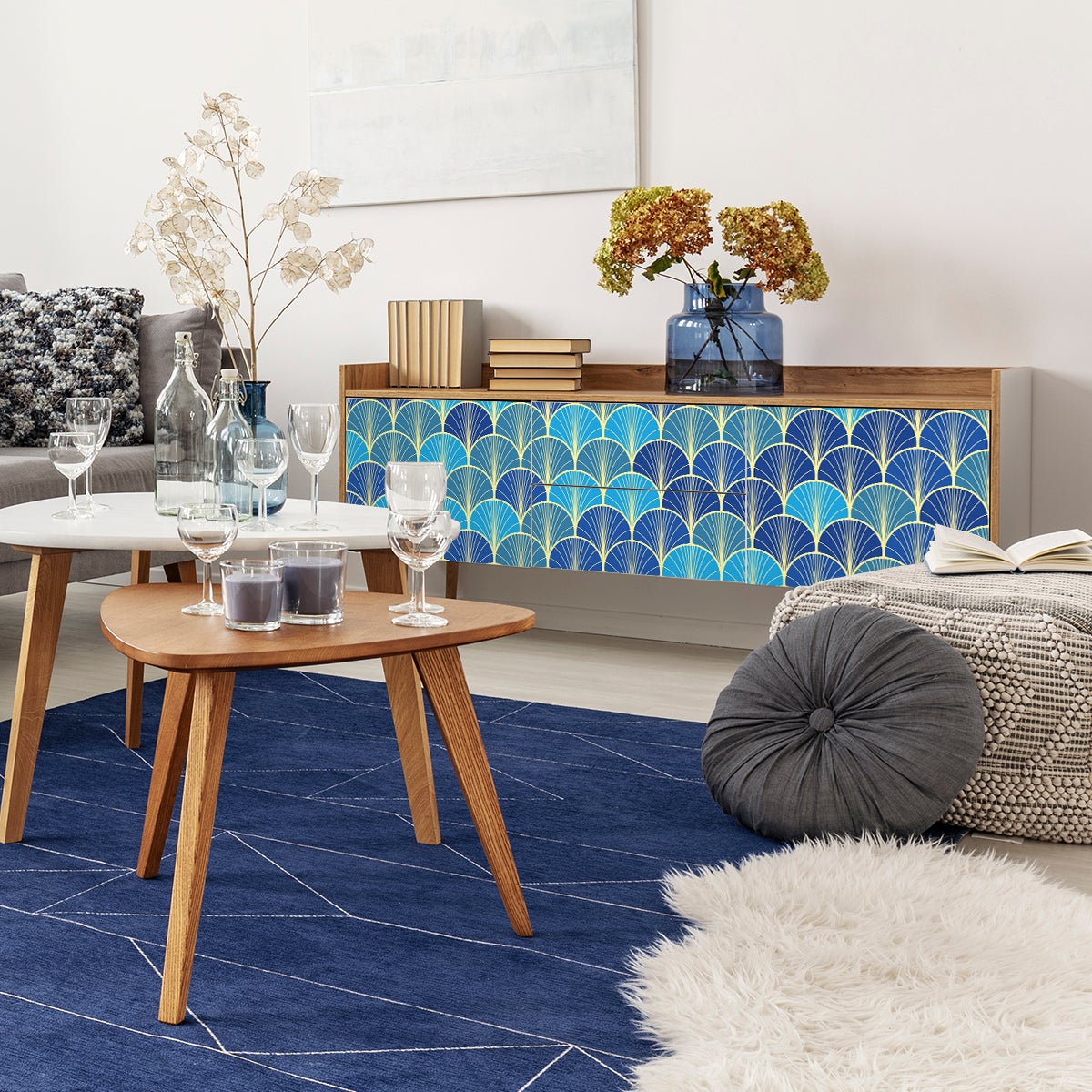 Vinilo muebles escandinavos dirk - adhesivo de pared - revestimiento sticker mural decorativo - 60x90cm - 3