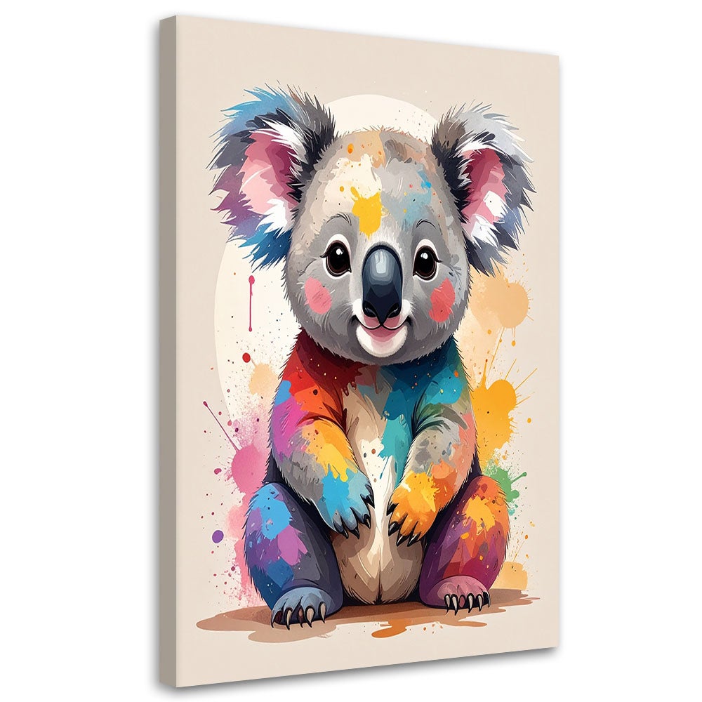 Obraz do pokoju dziecięcego salonu, Kolorowy miś koala zwierzęta 60x90