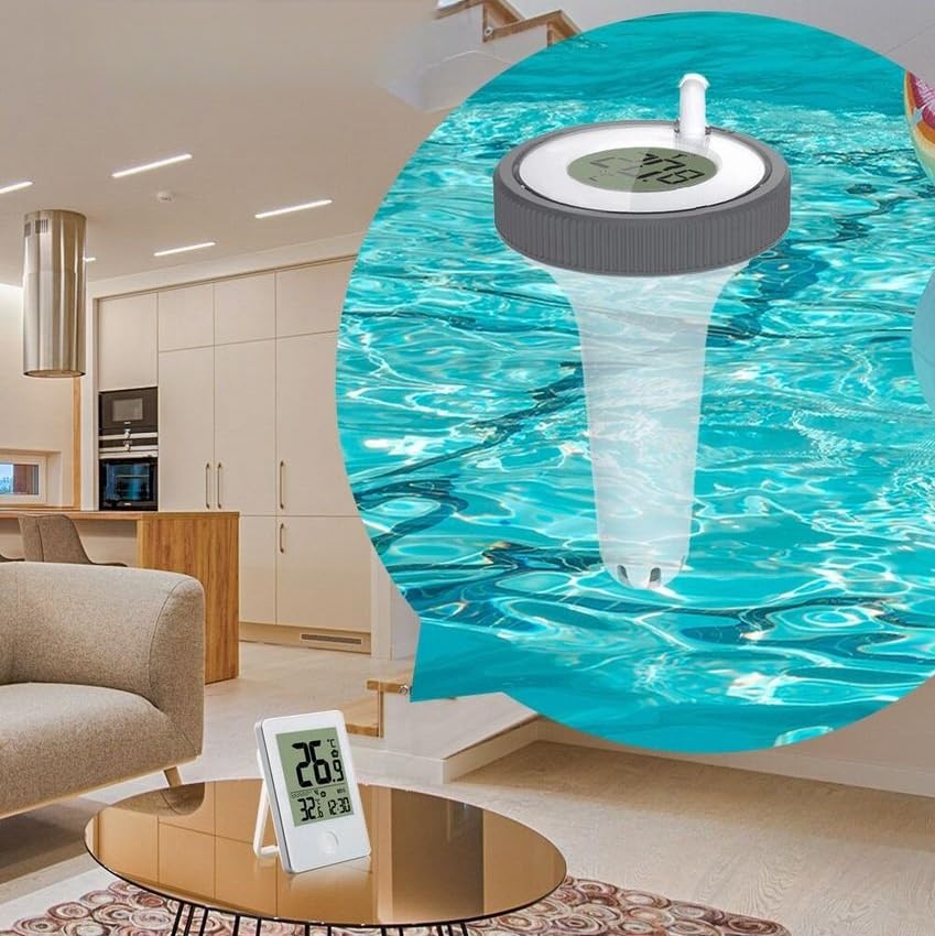 Thermomètre flottant pour piscine - Thermomètre numérique à lecture facile avec affichage de la température et de l'humidité intérieure pour piscines - 6