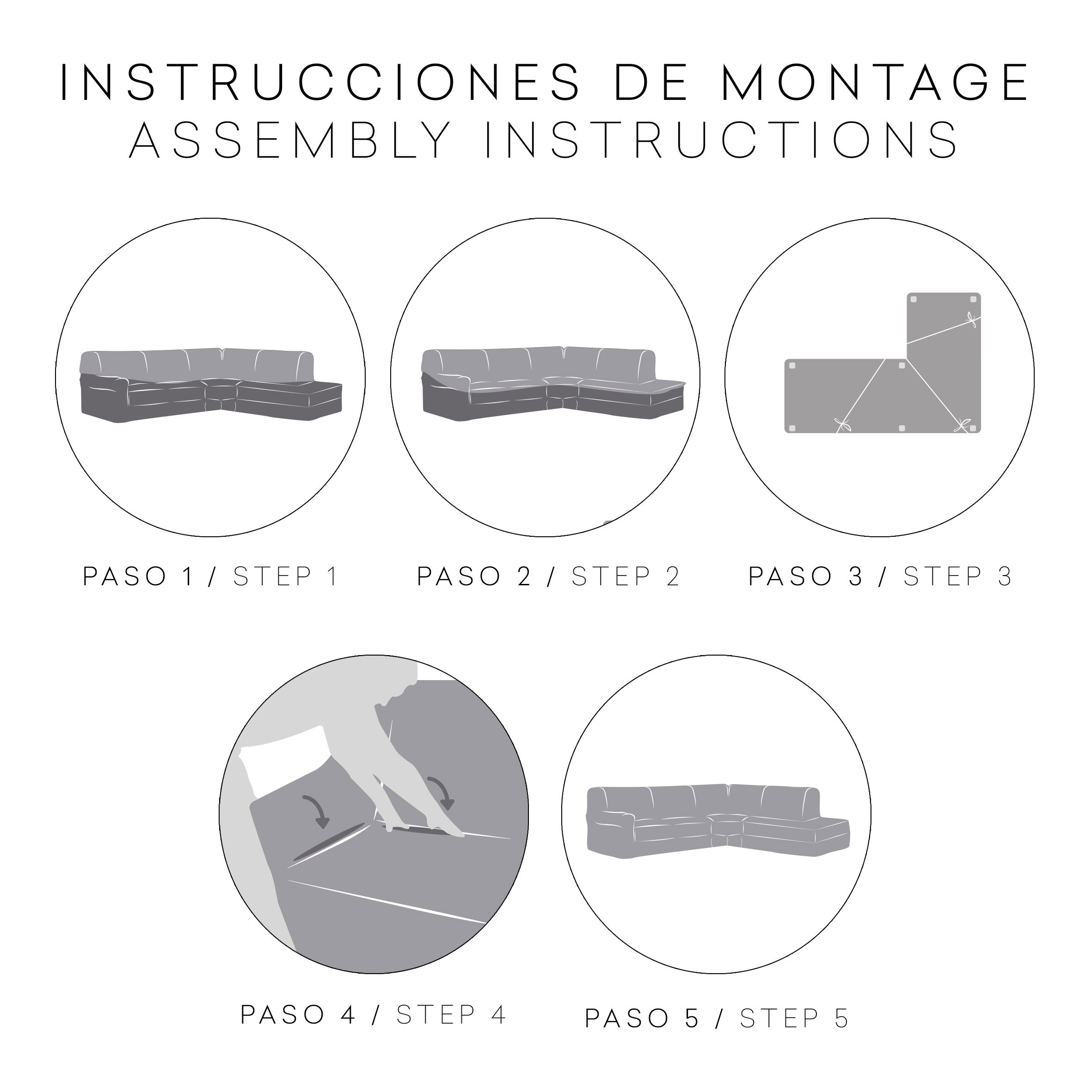 Copridivano Jaz per divano ad angolo con schienale destro crudo 350 - 500 cm - 5