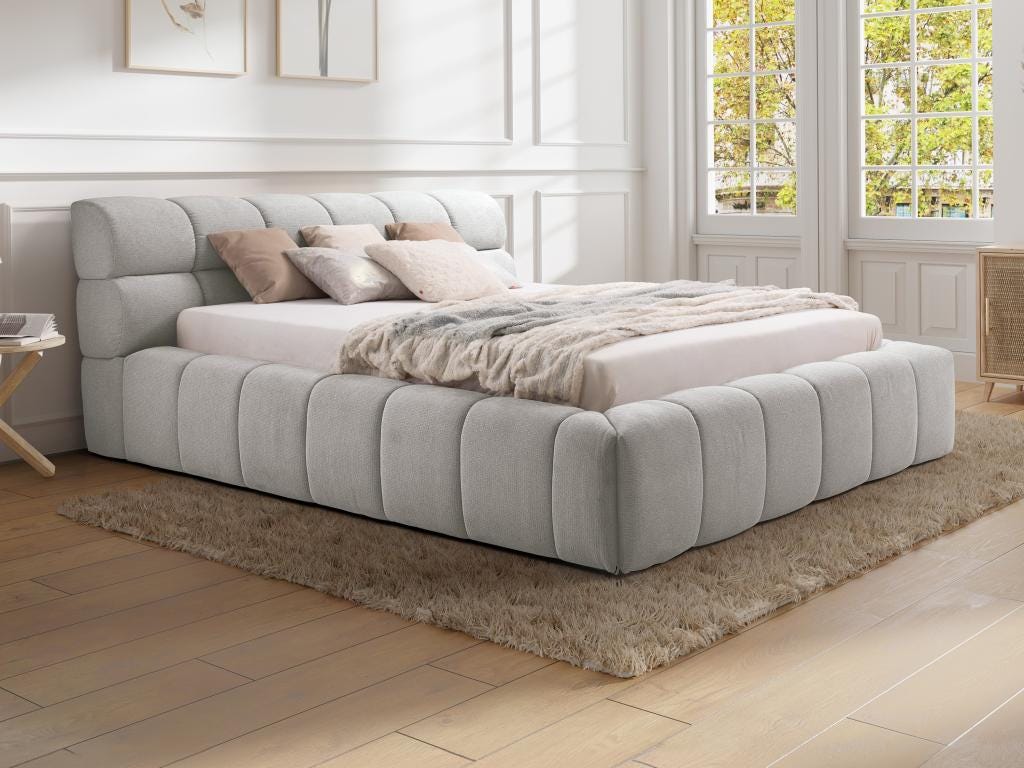 Pascal Tela Canapé abatible 160 x 200 cm - Tela - Gris claro - FORVIK de Pascal ...