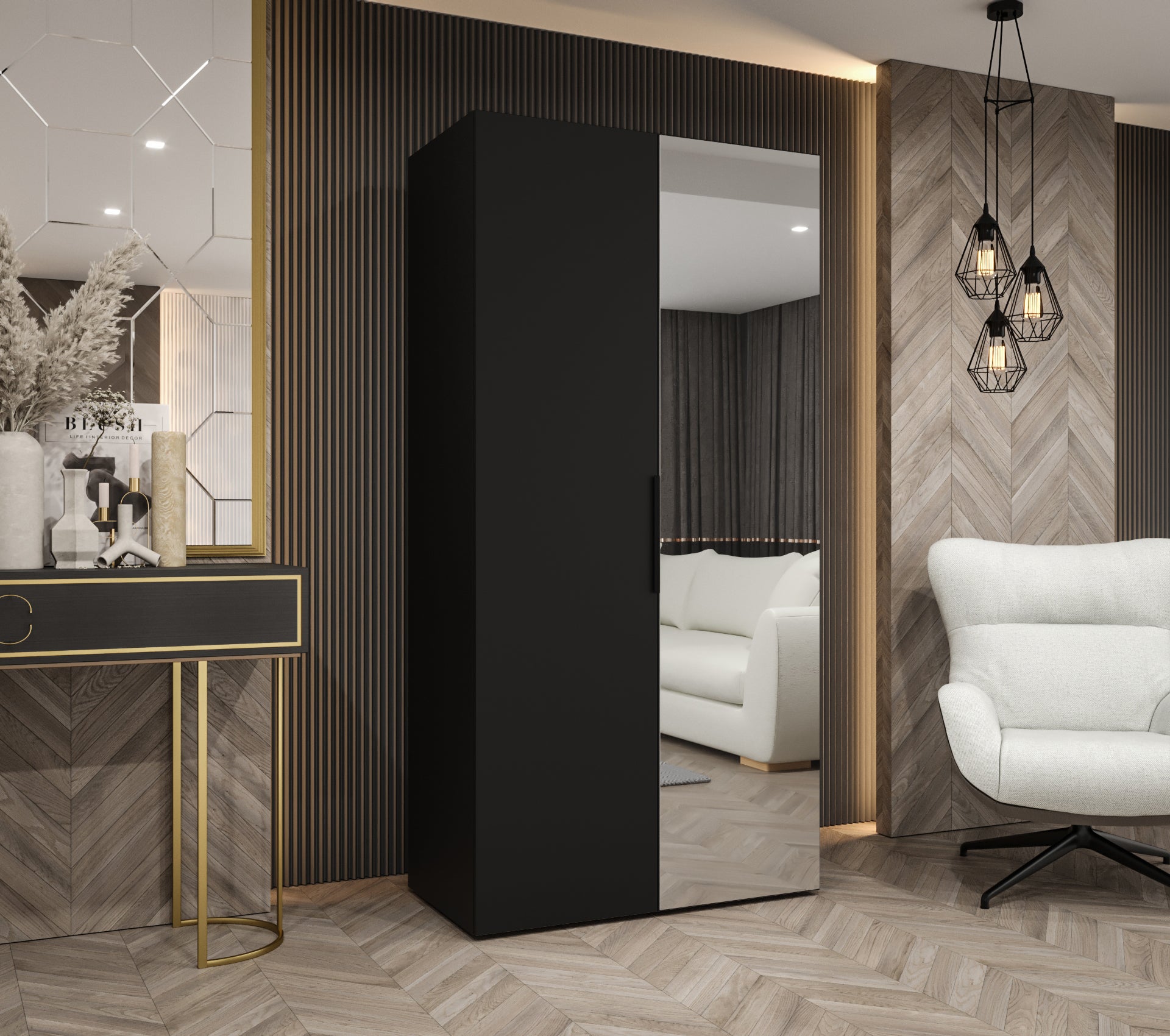 Szafa uchylna otwierana Marbella 2 100 x 52 x 202 cm czarny + u. czarny Abiks Meble - 2