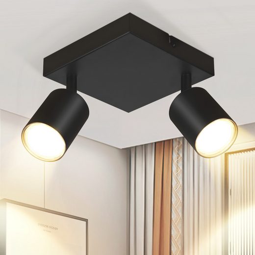 ZMH Reflektor sufitowy z dwiema żarówkami GU10, nowoczesna lampa sufitowa, regulowana w zakresie 330° lampa ścienna do salonu