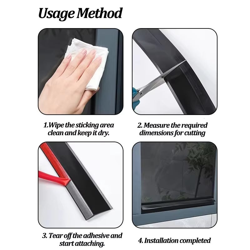 Barra de bloqueo de agua para ventanas de 200 cm, tira de sellado impermeable para deflectores de agua y bordes de ventanas. - 6