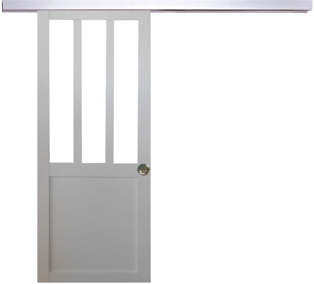 Porta scorrevole da officina bianca H204 x L93 cm, binario in alluminio, conchiglie Gd Menuserie - 2