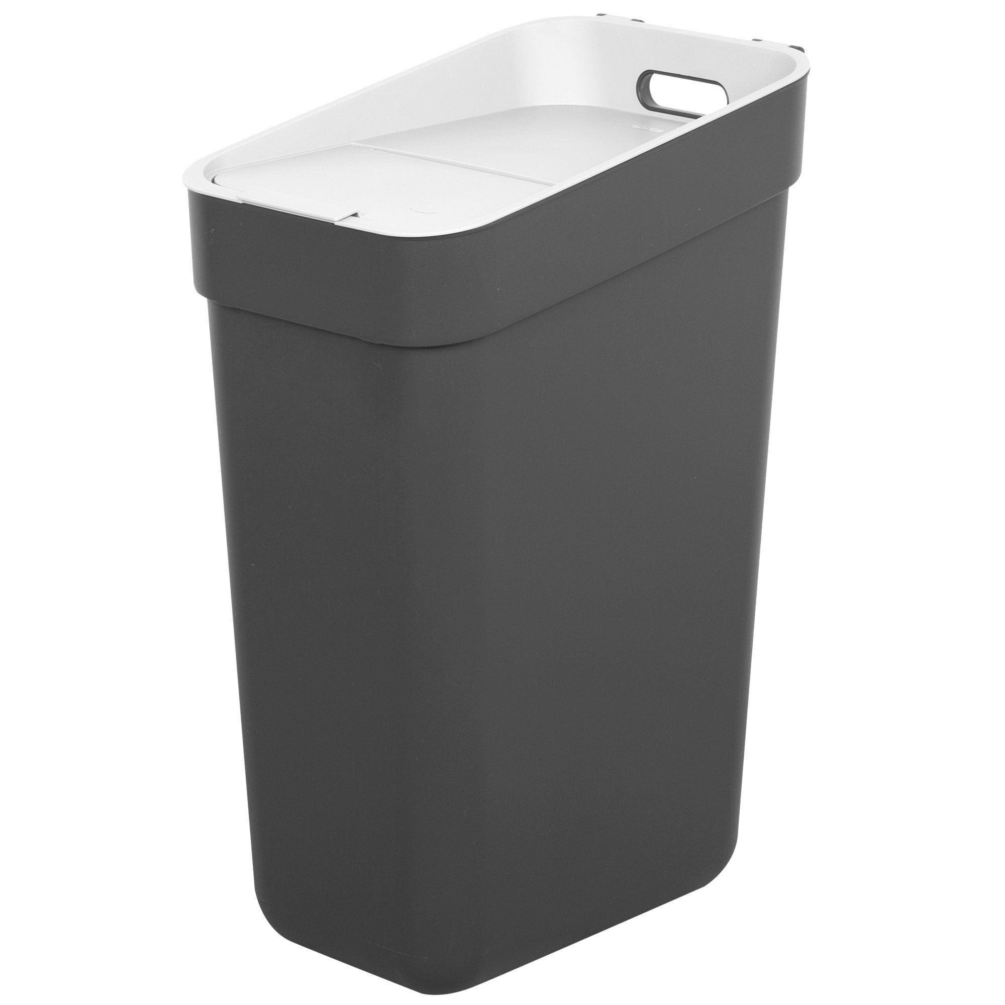 CURVER Ready To Collect Poubelle De Recyclage 100% Recyclée 10L - Gris Foncé Avec Couvercle Gris Clair