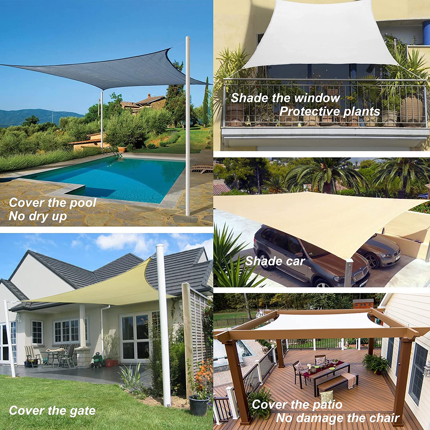 3x3x3m Voile d'ombrage triangulaire Toile d'ombrage imperméable à l'eau Protection solaire pour patio, jardin, terrasse, extérieur, gris foncé - 5