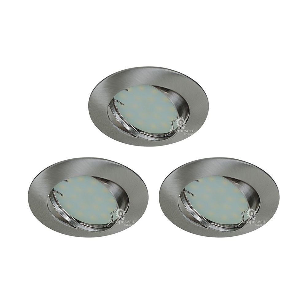 Lot de 3 Spot led encastrable orientable alu brossé avec ampoule gu10 230v eq. 50w, blanc chaud - 5