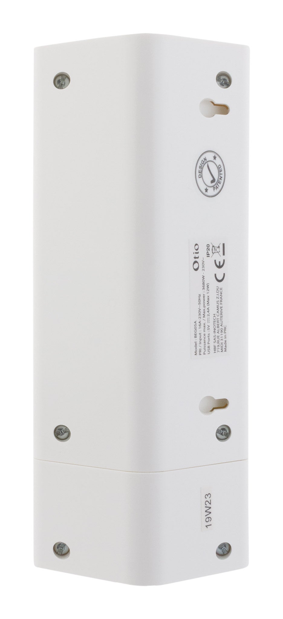 Multiprise d'angle 2P 16A + 2 USB à câbler - Blanc - Otio - 4