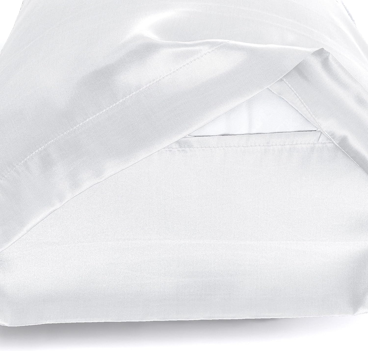 Taies d'oreiller en satin, 40 x 60 cm, douces et agréables pour la peau, blanches, lot de 2 - 5