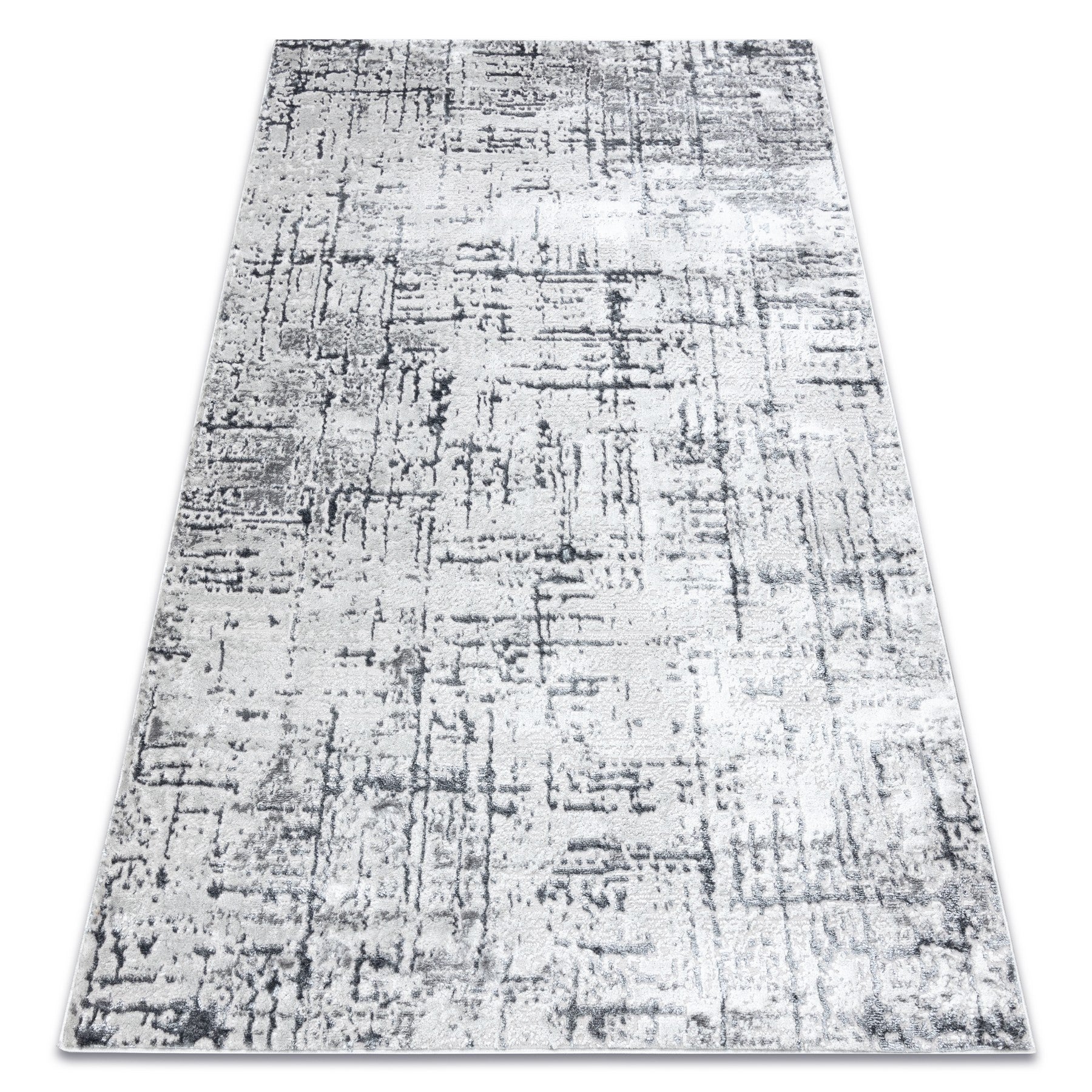 Dywan MEFE nowoczesny 8722 Linie vintage przecierany - Strukturalny, dwa poziomy runa szary / biały 180x270 cm