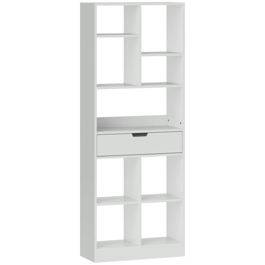 ChooChoo Libreria da scrivania, altezza 92,5 cm, con 5 ripiani e 1 cassetto, per scrivania per computer, organizer per dormitorio, ufficio, casa, bianco