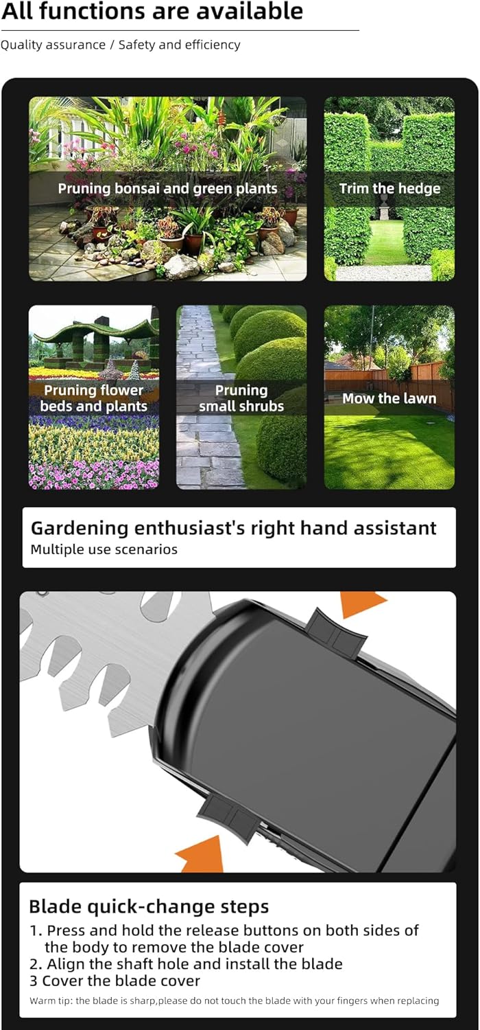 Taille-Haie Électrique 2 en 1 sans Fil - Mini Cisaille à Gazon avec 2 Lames, Coupe Bordure Batterie 3.6V, Parfait pour Jardin - 4