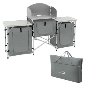 Armoire De Camping Pliable LARS360 - Cuisine Extérieure Avec Rangement Et Plan De Travail - Cadre Aluminium - Sac Transport