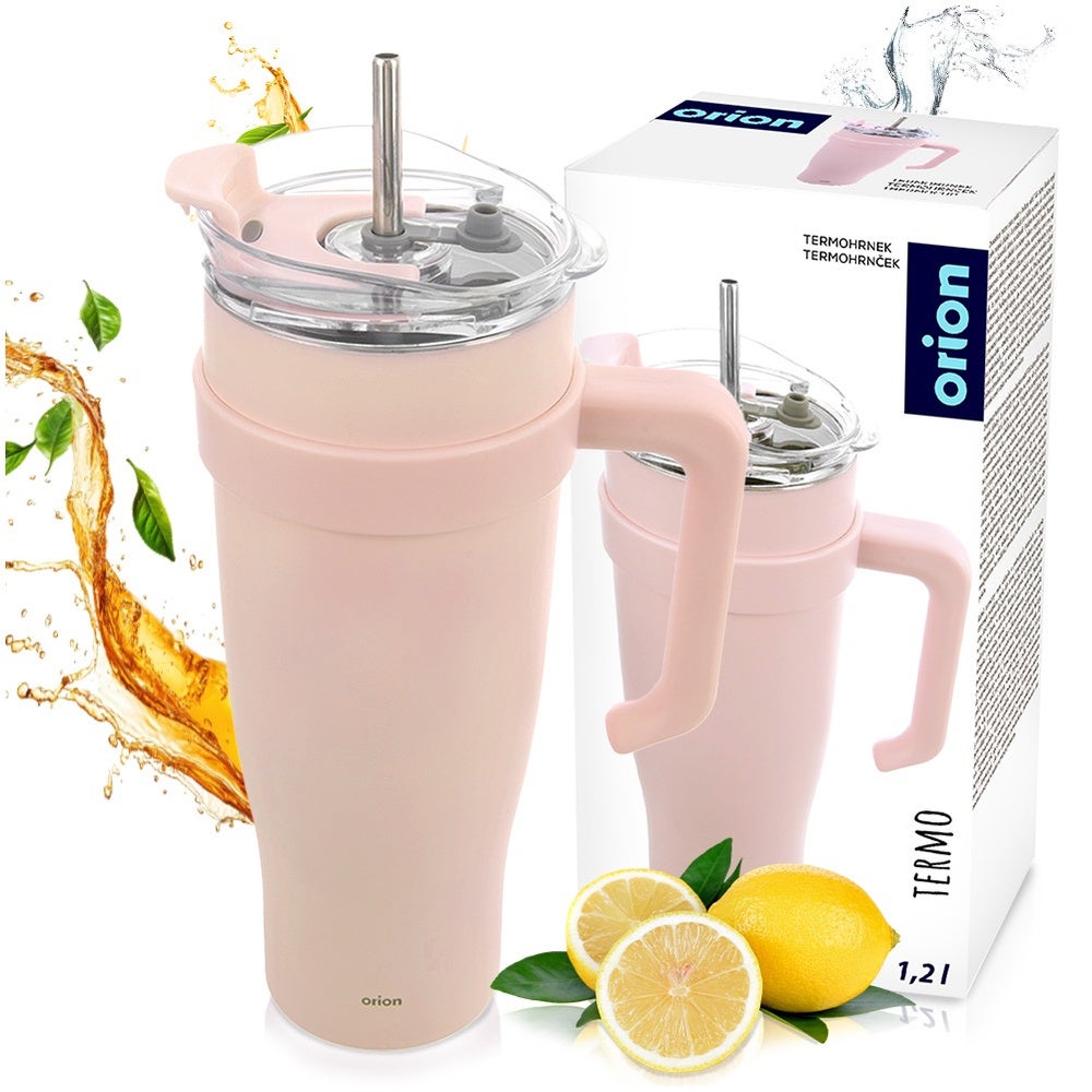 Kubek termiczny stalowy różowy z uchwytem TERMO 1,2 l - 7