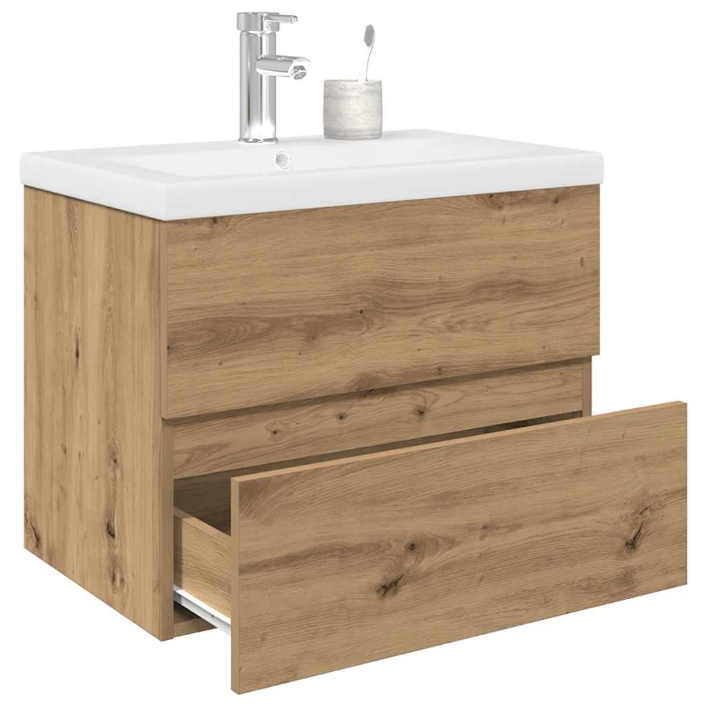 Meuble lavabo et bassin intégré chêne artisanal bois ingénierie