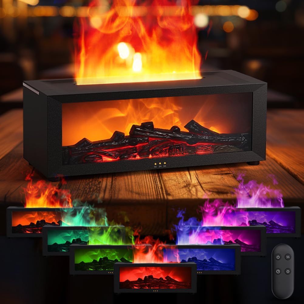 Diffuseur D'Huiles Essentielles Avec Effet Flamme, 7 Couleurs, 4