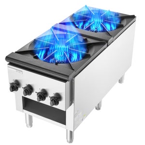 Piano Cottura A Gas 2 Fuochi Da Incasso – 3300W + 1000W, Accensione Elettronica, Termocoppia Di Sicurezza, Per GPL/Metano