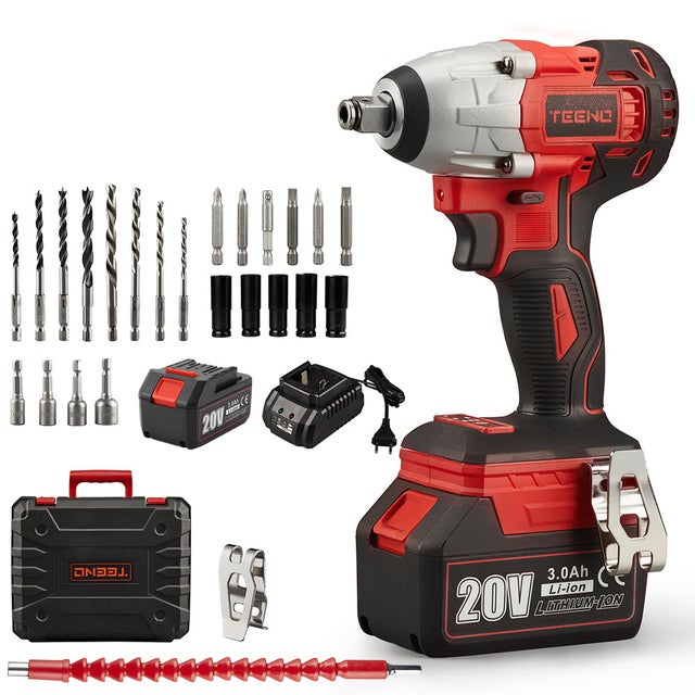 TEENO Clé à chocs sans fil Brushless, 320Nm Boulonneuse a Choc avec 3.0Ah Batterie